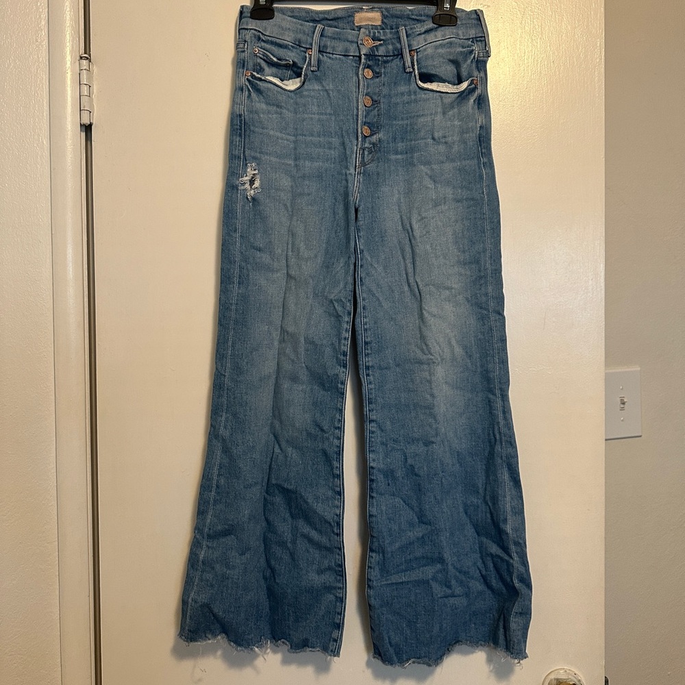 MOTHER The Pixie Roller Ankle Fray Light Wash Denim Jeans 26